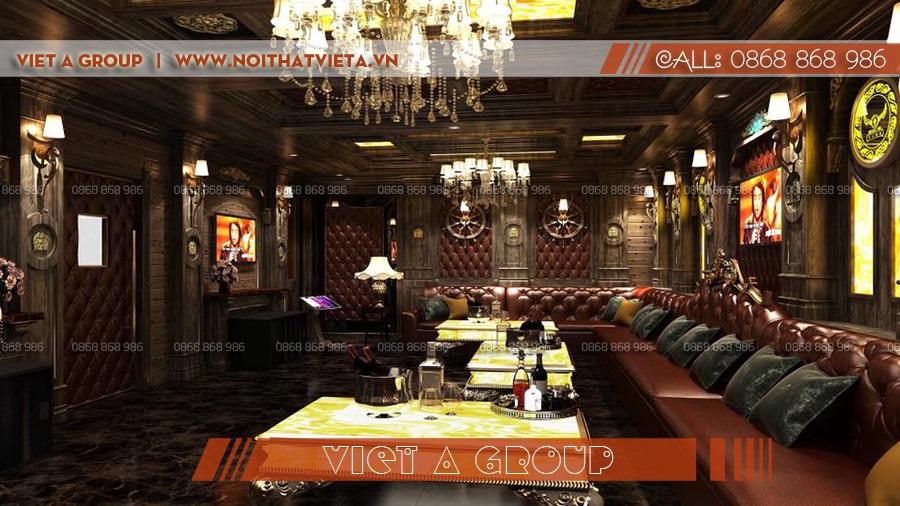 Phòng karaoke gia đình phong cách gỗ