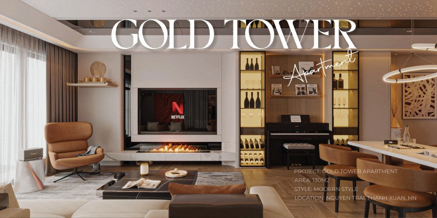Nội thất nhà anh Dũng tại Gold Tower Hà Nội - Tinh gọn và thanh lịch