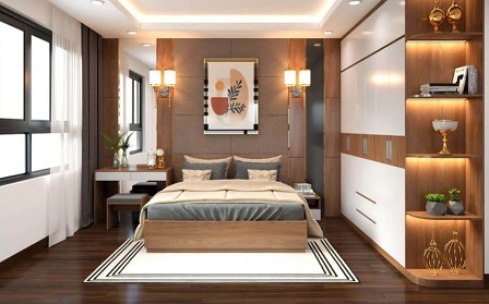 Thi công vách đầu giường phòng ngủ khách sạn