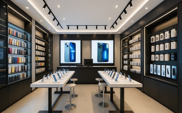 Thi công cửa hàng điện thoại di động nhà anh Chung tại TP Thanh Hóa