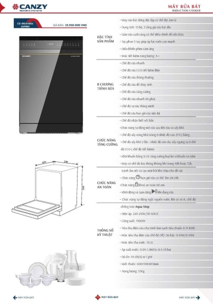 MÁY RỬA BÁT CANZY CZ DGA15EU JUMBO