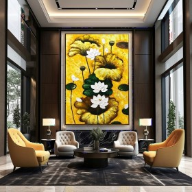 Tranh treo tường hoa sen vàng
