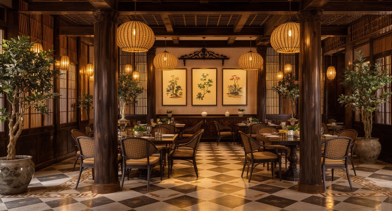 Nhà hàng mang phong cách Indochine truyền thống tại Hà Nội