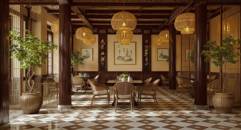 Nhà hàng thiết kế phong cách Indochine truyền thống tại Hà Nội
