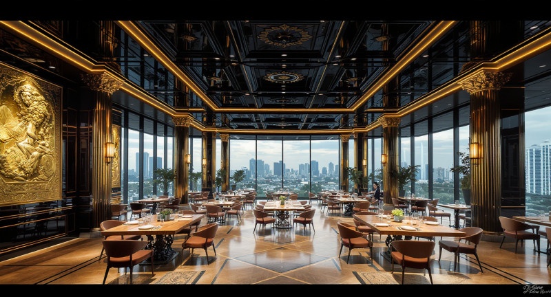 nhà hàng thiết kế phong cách Luxury tại Hà Nội