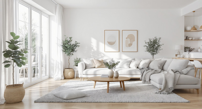 Phòng khách nhà phố tại Hà Nội phong cách Bắc Âu