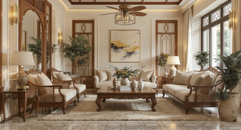Nhà phố tại Hà Nội phong cách indochine đông dương