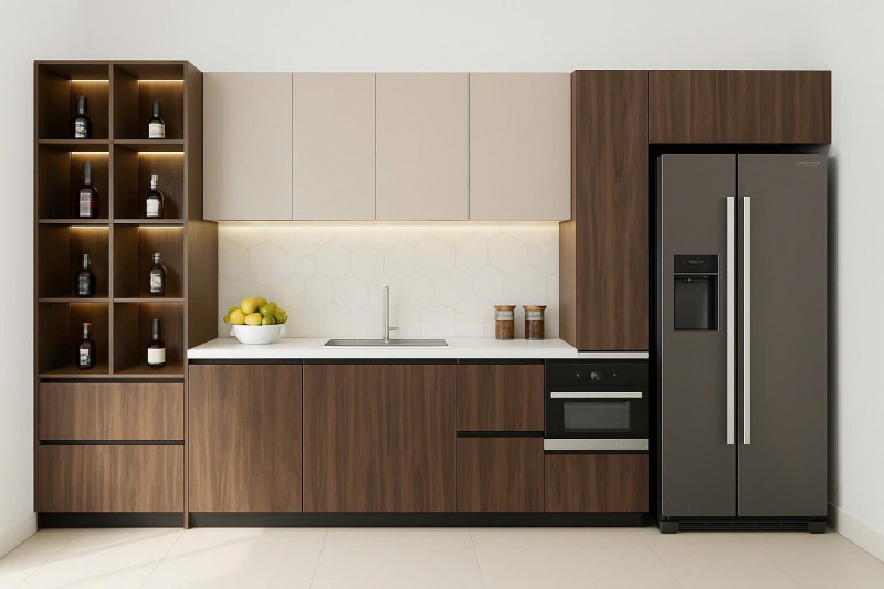 Tủ bếp gỗ công nghiệp phủ Laminate