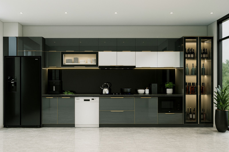 Tủ bếp inox cánh kính đẹp tại Thanh Hóa