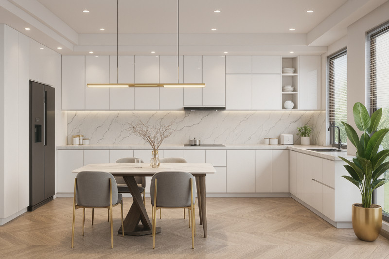 Tủ bếp nhựa cao cấp màu trắng tinh tế