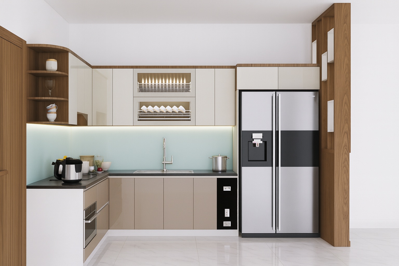 Tủ bếp nhựa chữ L tại Thanh Hóa