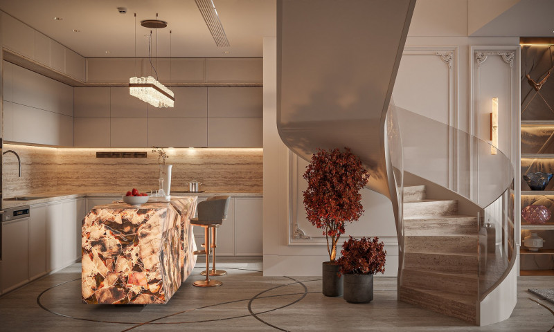 Không gian bếp mở nhà c Trang