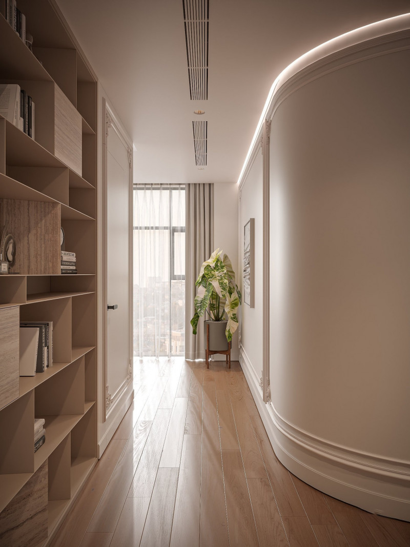 Hành lang căn hộ nhà chị Trang