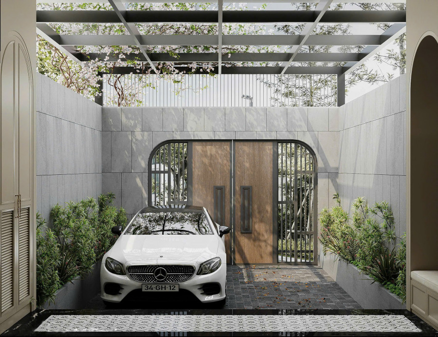 Khu vực để xe nhà chị Thương