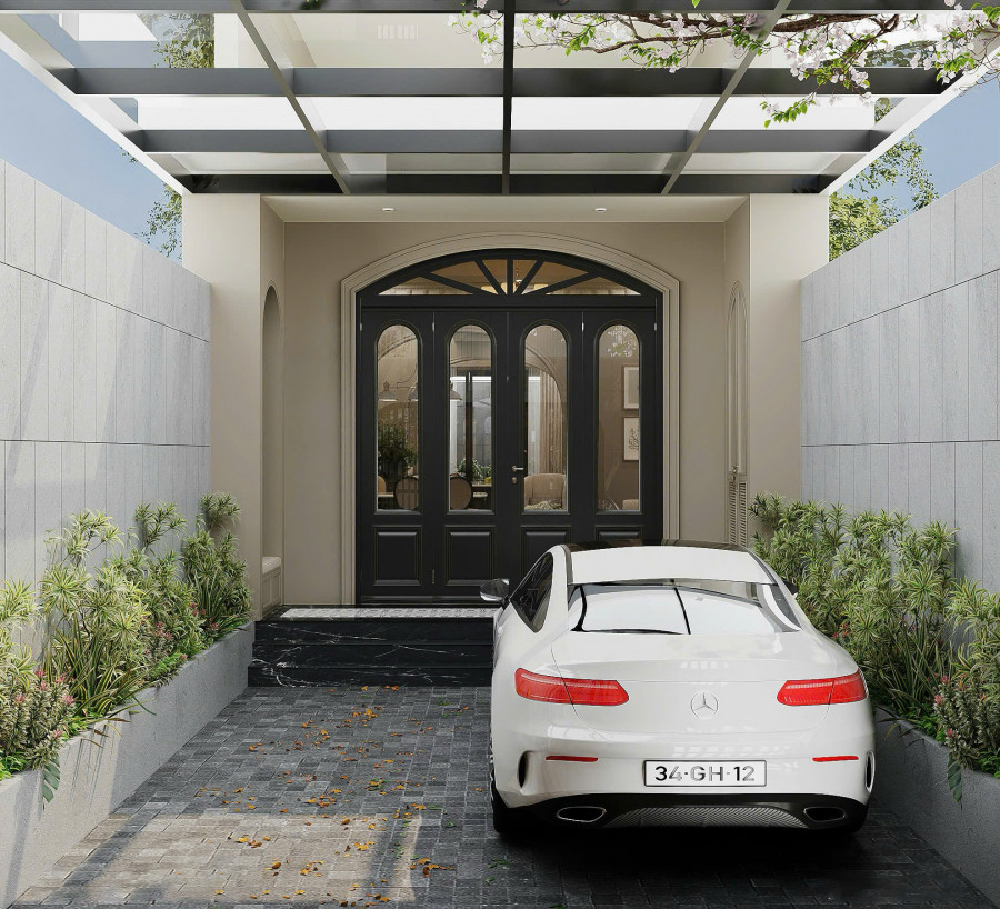 Từ ngoài nhìn vào nhà c Thương