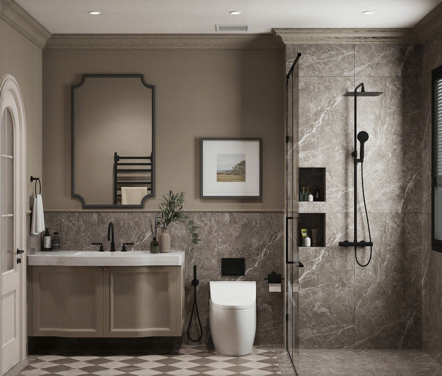 Nhà vệ sinh phòng ngủ chính nhà c Thương