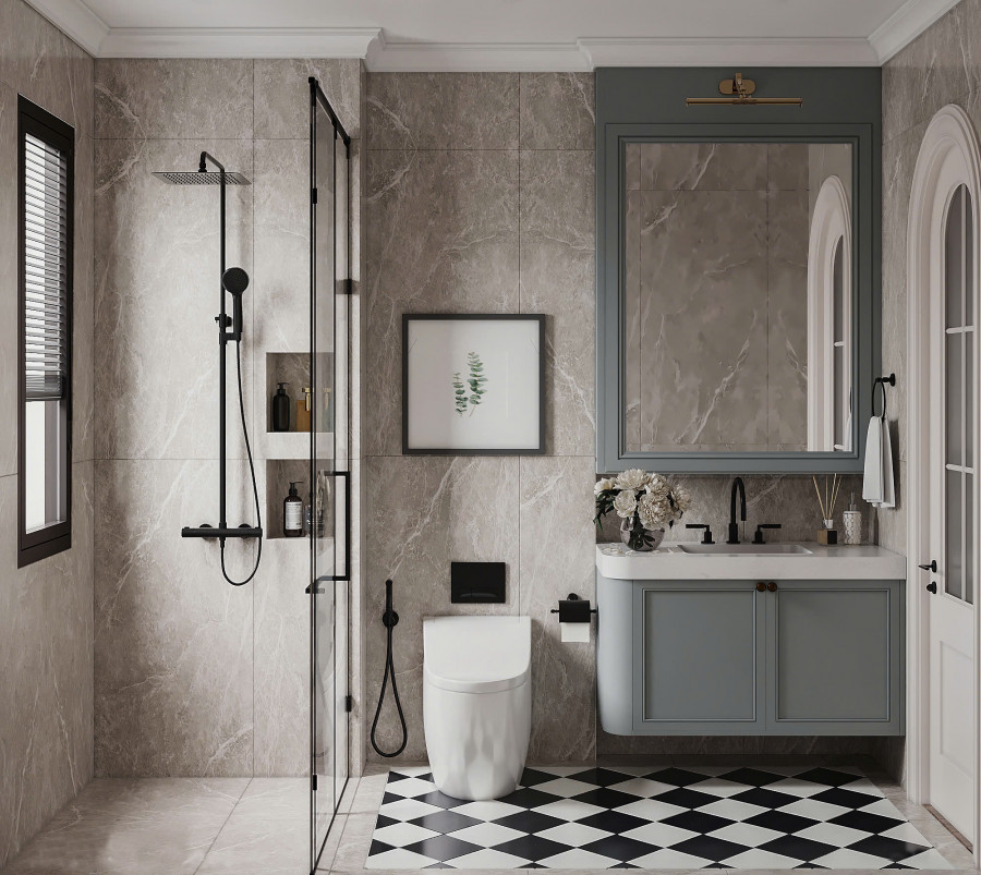 Phòng tắm tầng dưới nhà c Thương