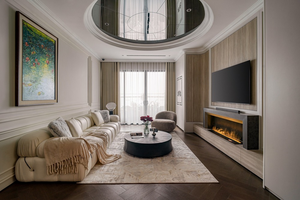 Phòng khách tại căn hộ anh Hòa