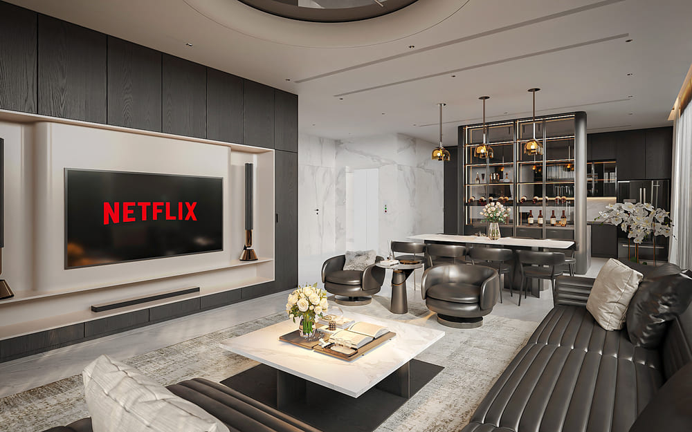 Phòng khách tại biệt thự của anh Đức