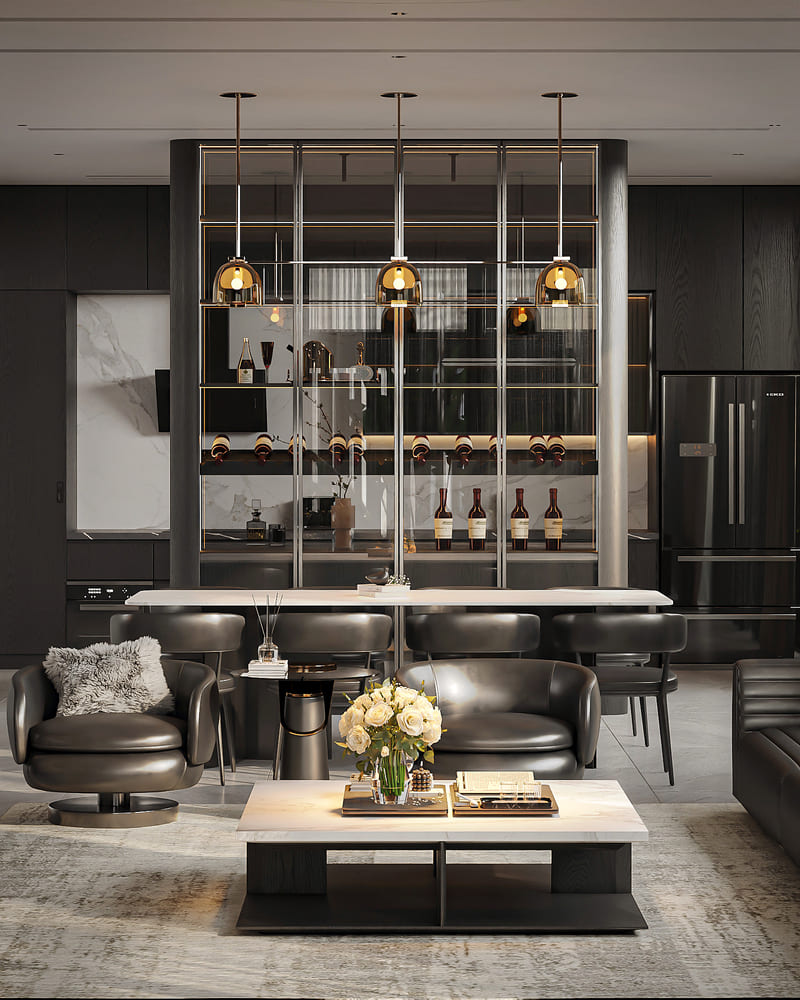 Phòng khách tại biệt thự của anh Đức