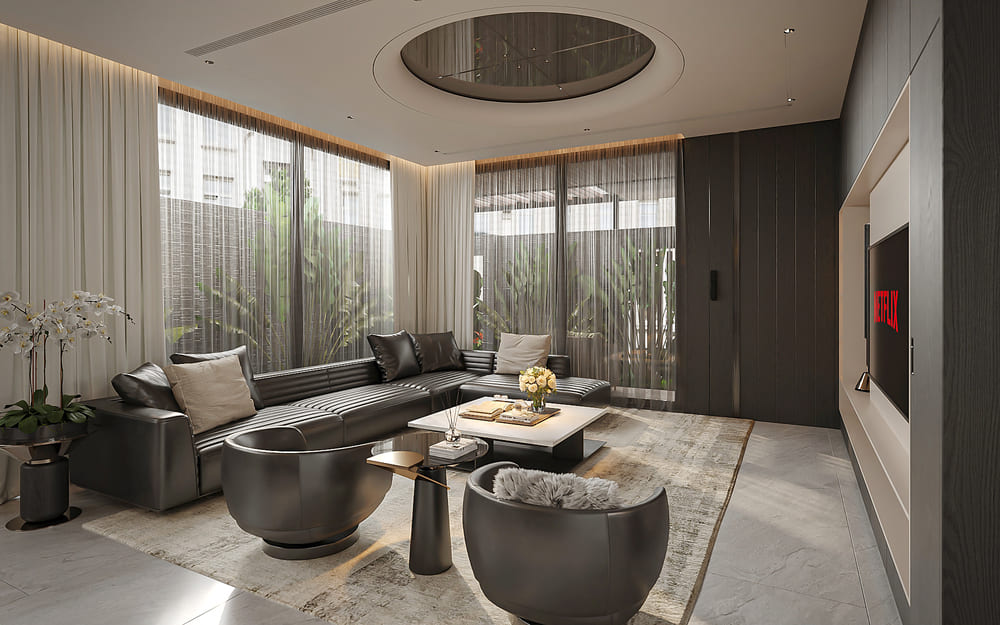 Phòng khách tại biệt thự của anh Đức