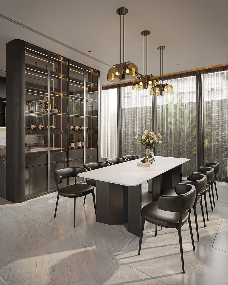 Bàn ăn tại biệt thự nhà anh Đức