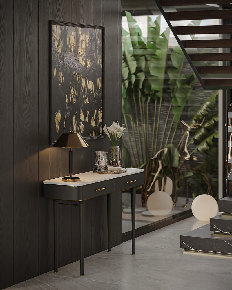 Khu vực cầu thang tại biệt thự nhà anh Đức