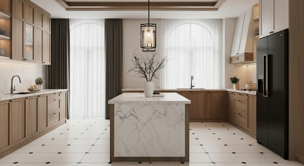 Khu bếp tại biệt thư nhà anh Sơn