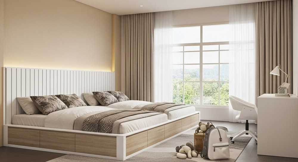 Phòng ngủ đôi cho hai bé nhà anh Sơn