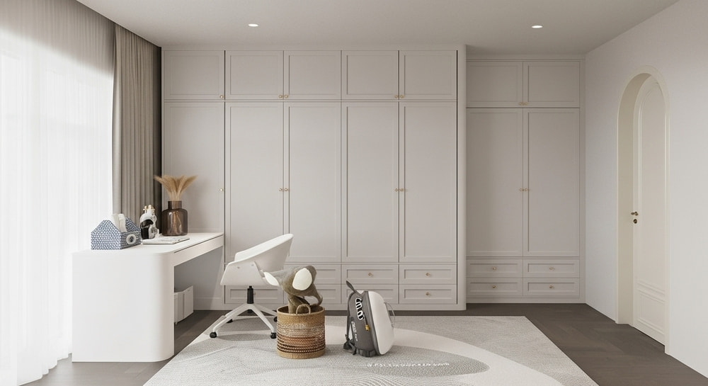 Góc học tập của con gái anh Sơn