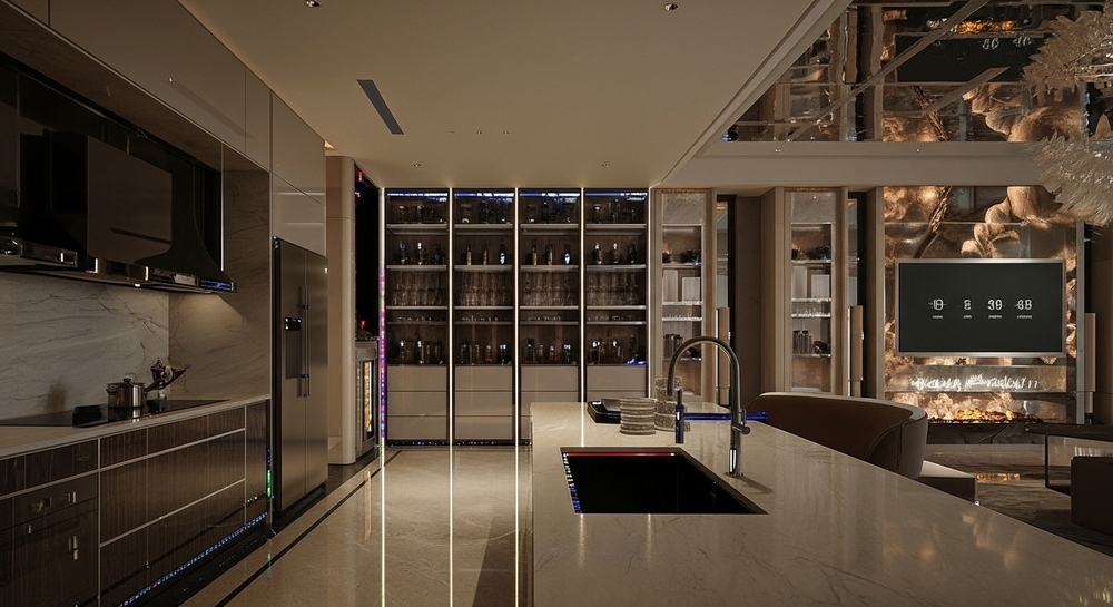 Khu bếp có bàn đảo tại biệt thự