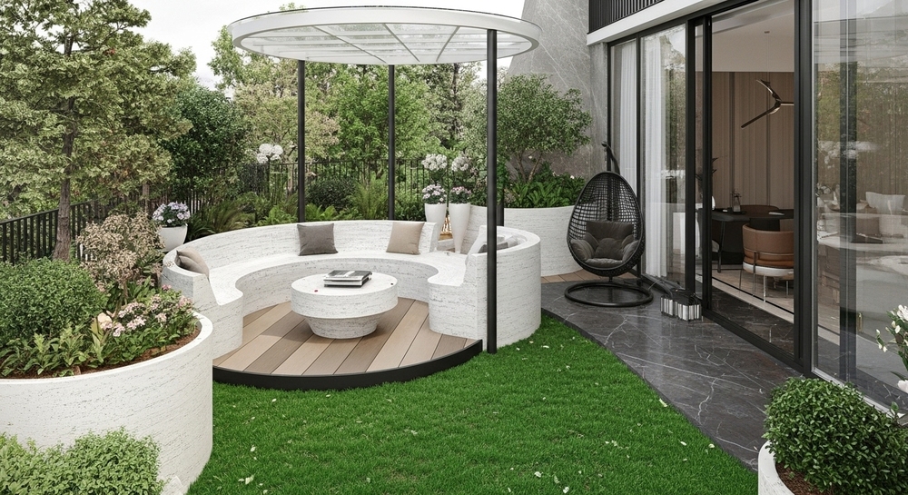 Sân vườn tại biệt thự anh Hoàng