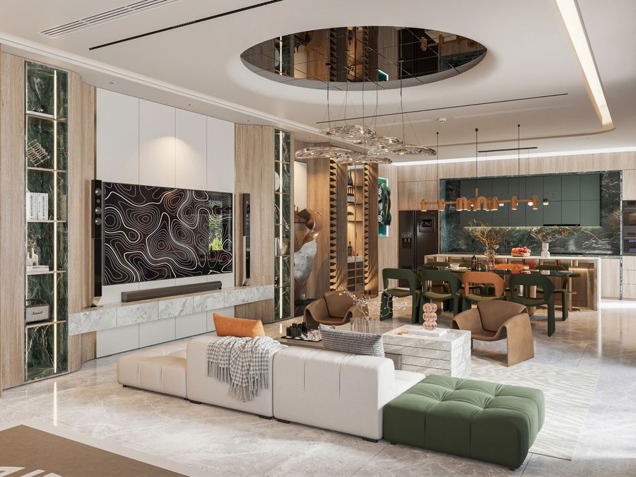 Phòng khách tại biệt thự của anh Danh