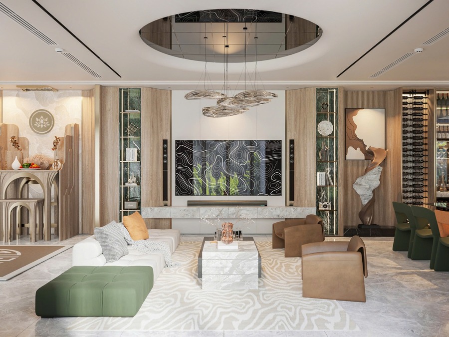 Phòng khách tại biệt thự của anh Danh