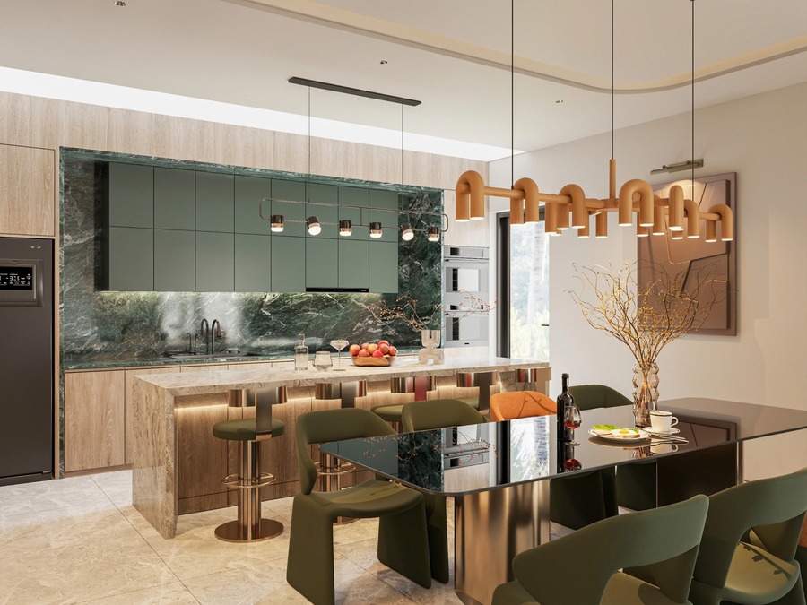 Bếp tại biệt thự của anh Danh