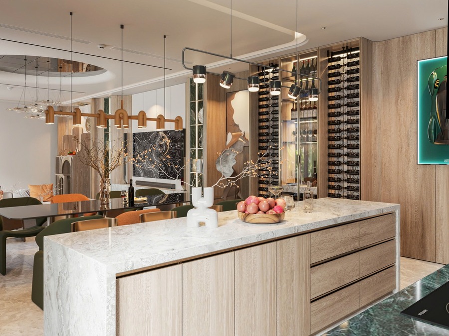 Bàn đảo cho khu bếp nhà anh Danh