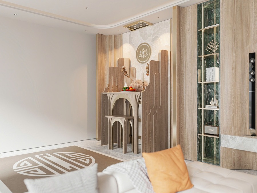 Không gian thờ cúng tại biệt thự