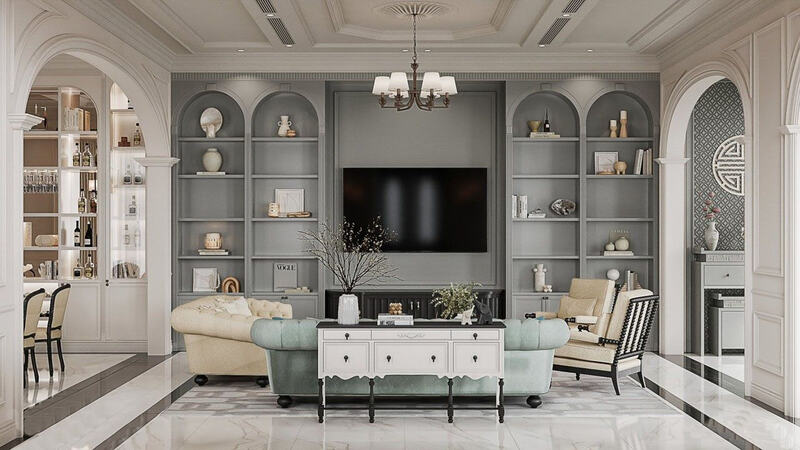 Phòng khách tại nhà anh Tân