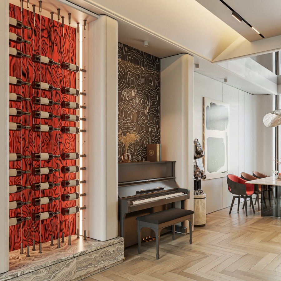 Không gian kết nối phòng khách và bếp tại biệt thự chú Hoàng