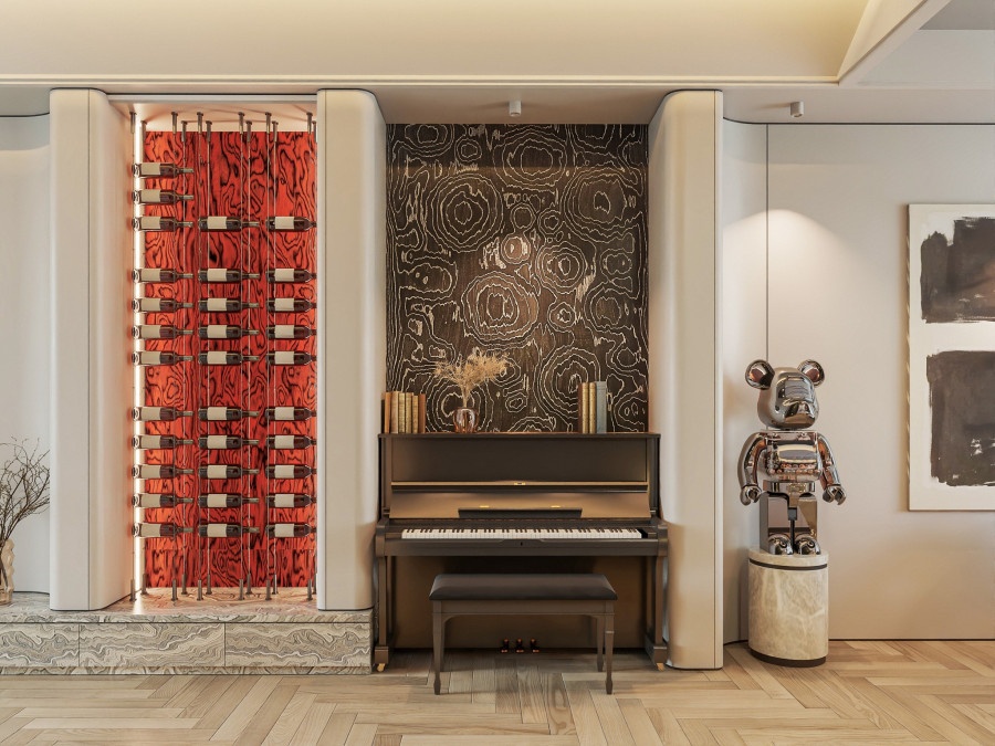 Không gian kết nối phòng khách và bếp tại biệt thự chú Hoàng