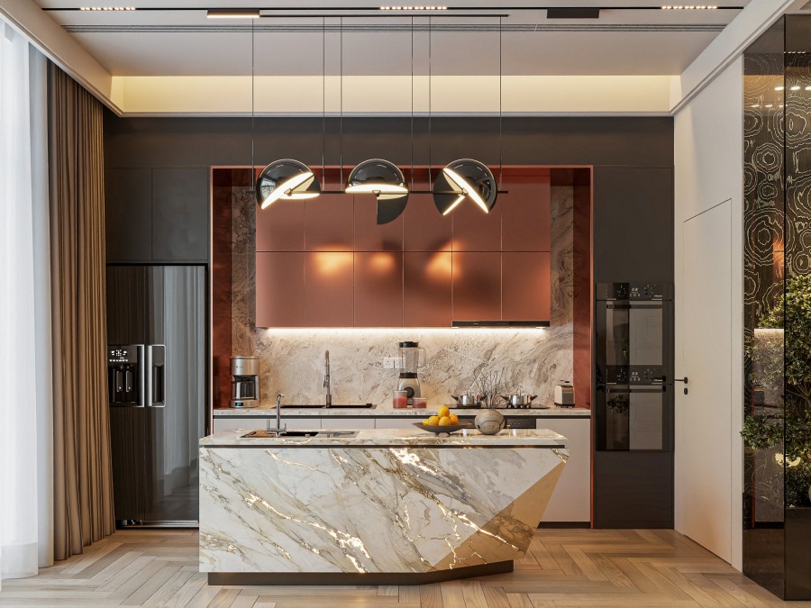 Phòng bếp biệt thự nhà chú Hoàng