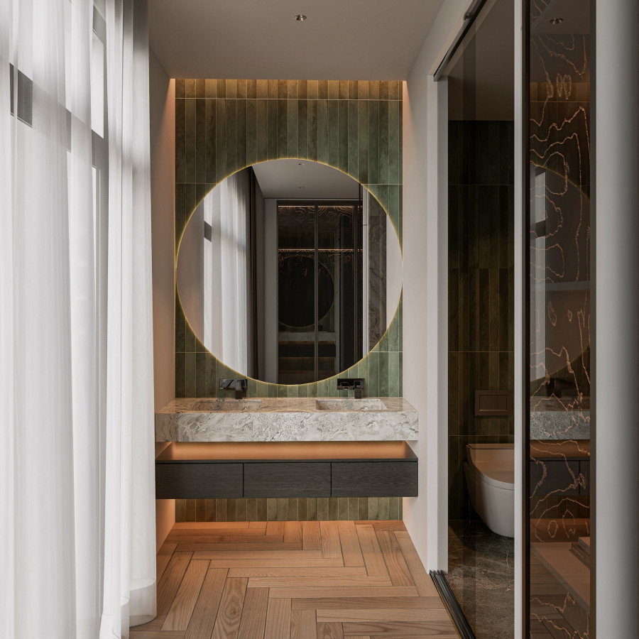 lavabo phòng tắm nhà chú Hoàng