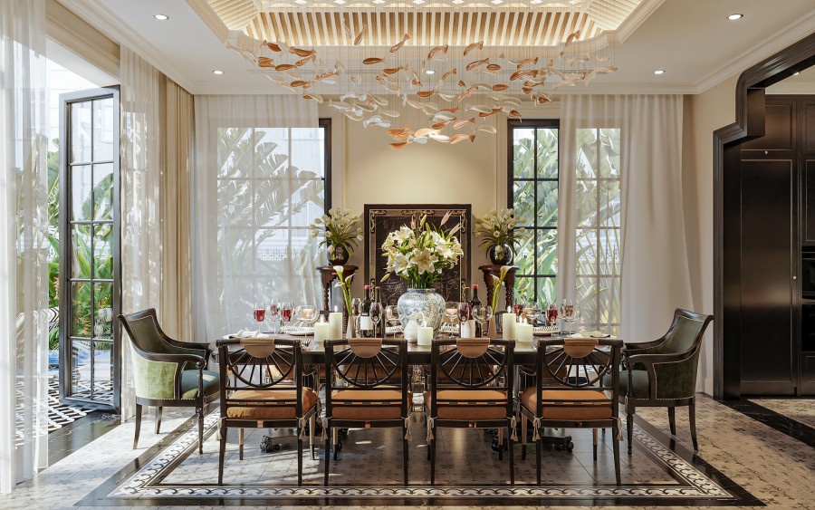 Phòng bếp tại biệt thự nhà anh Hiếu