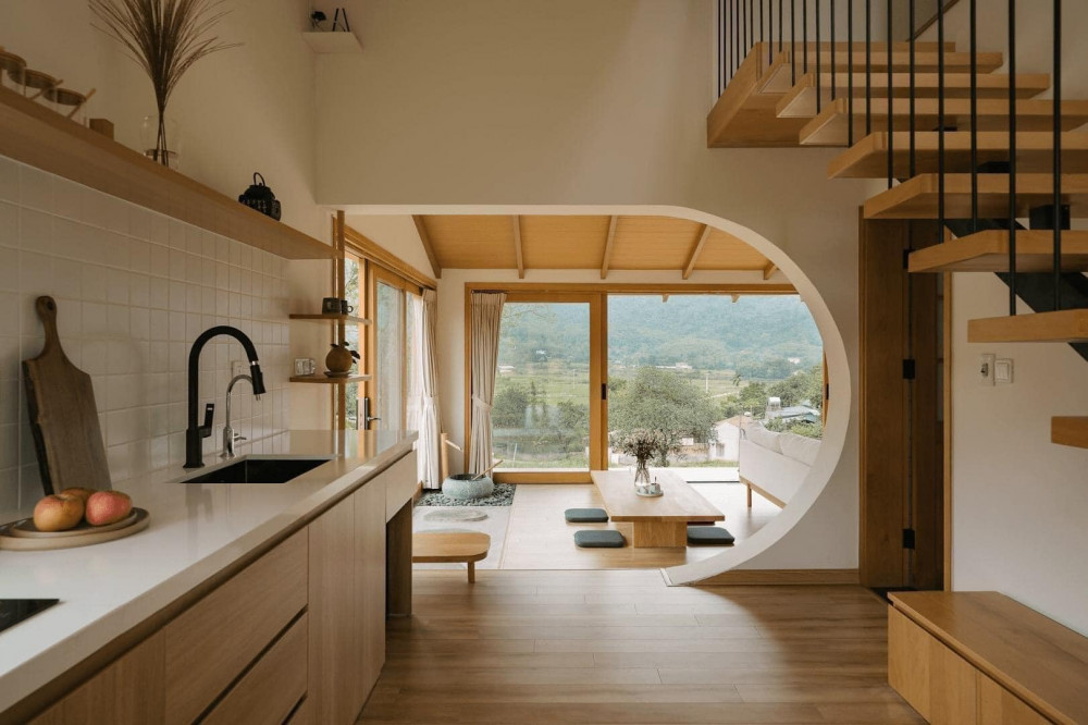 Khu bếp liên kết phòng khách