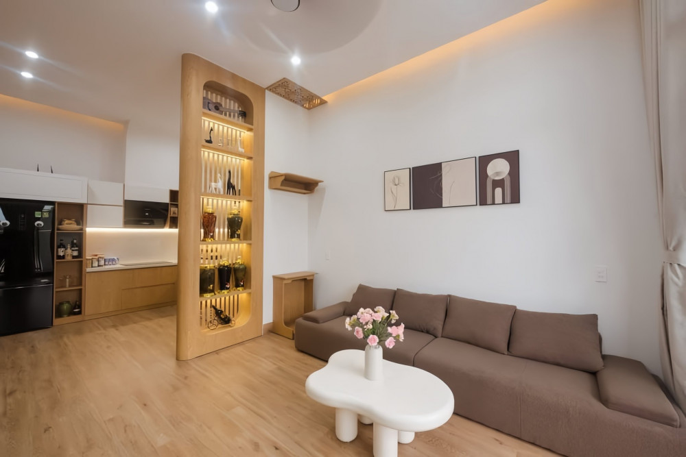 Phòng khách tại nhà cấp 4 của anh Thiết