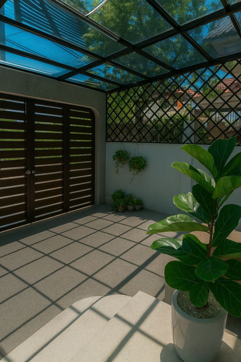 Sân trước nhà chị Dung