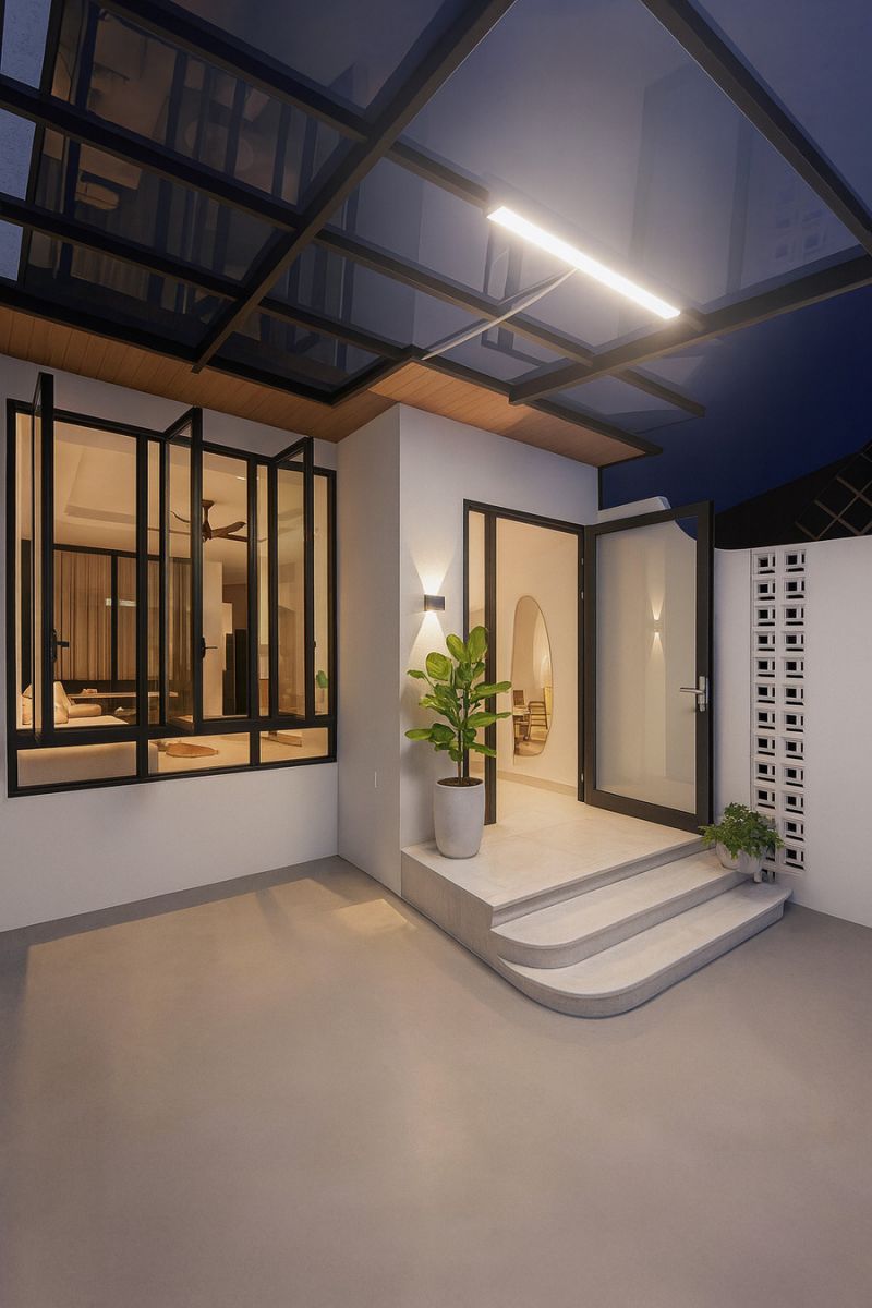 Sân trước nhà chị Dung