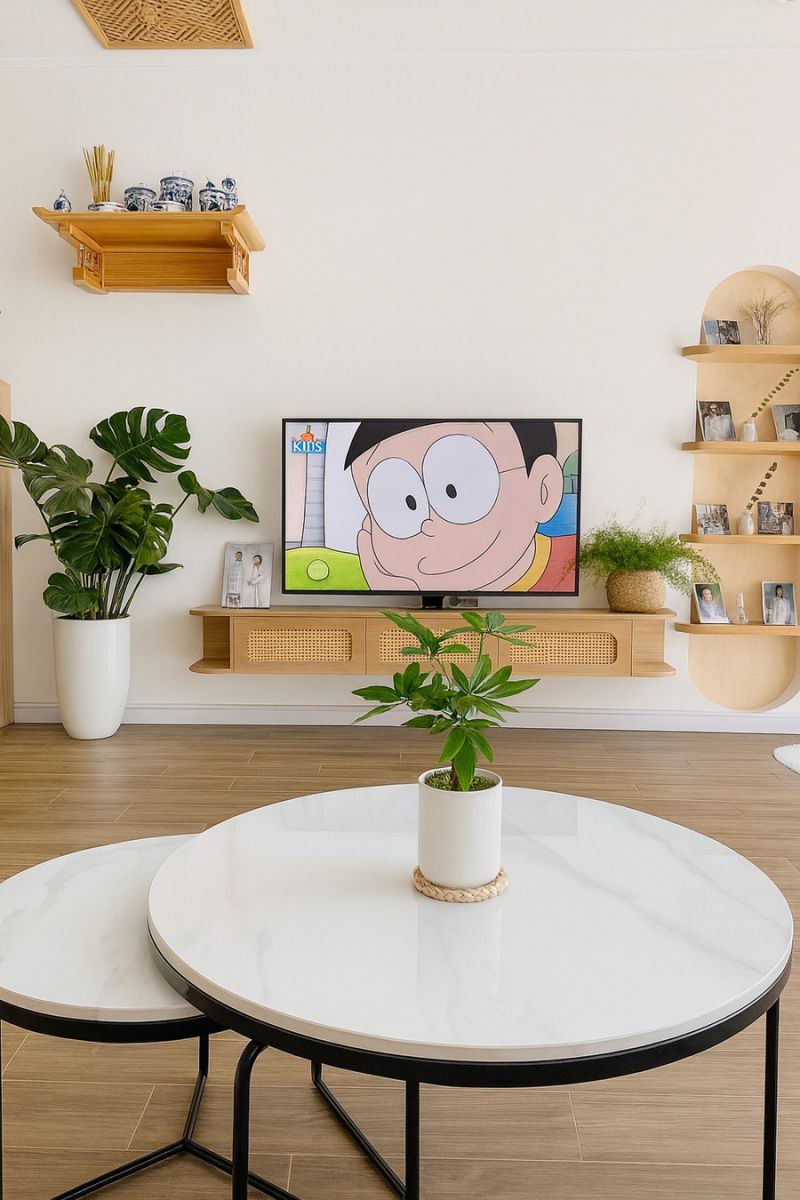 Không gian xem TV nhà chị Dung