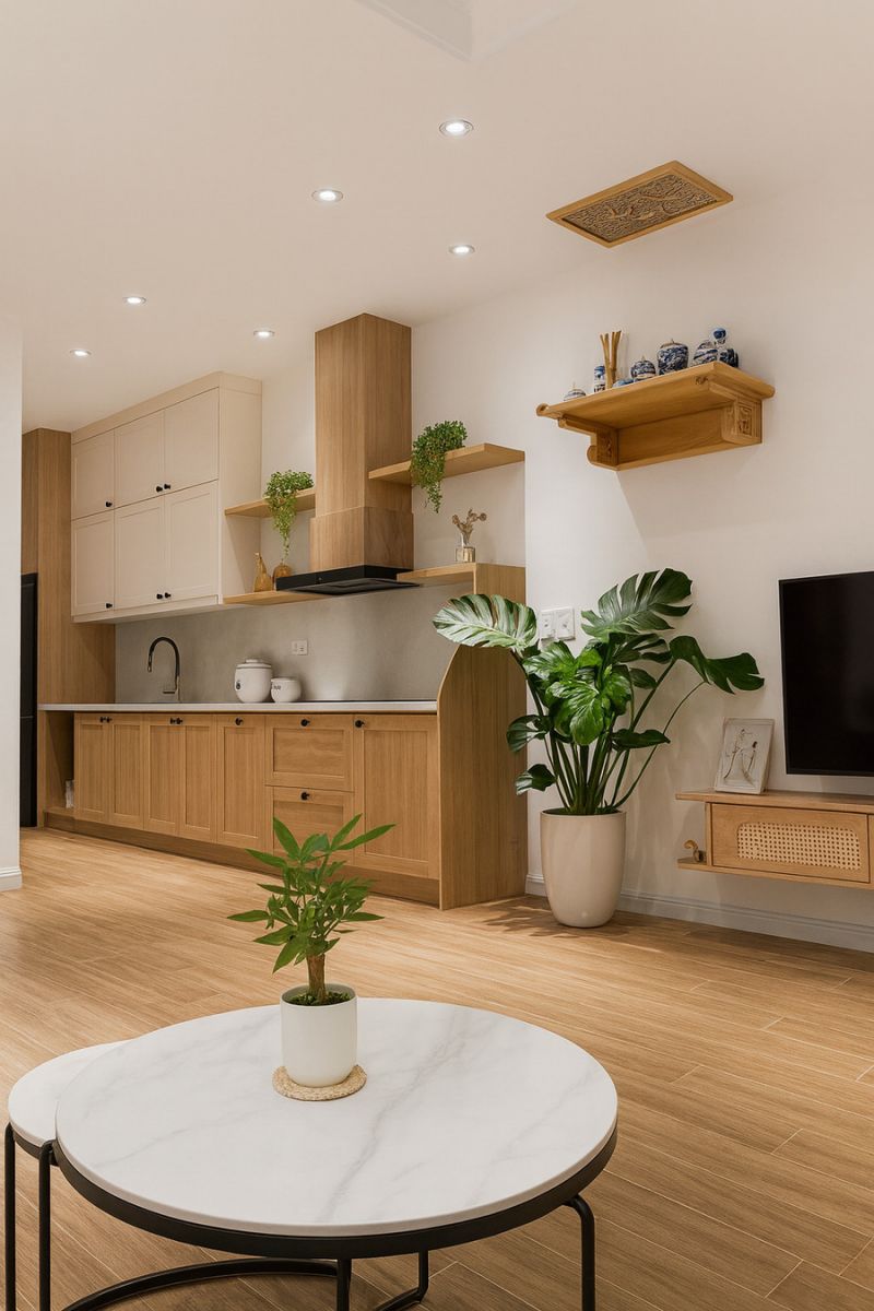 Không gian khu bếp nhà chị Dung