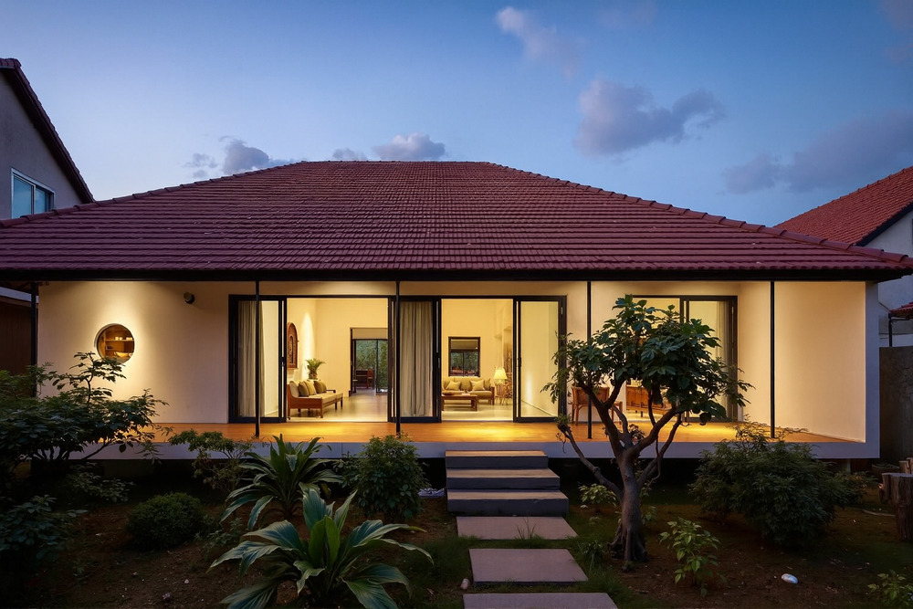 Mặt tiền ngôi nhà cấp 4 của chú Trung